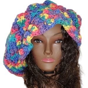 Boho Slouchy Colorful OOAK Handmade Crocheted Versatile Hat